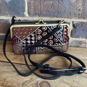 Patricia Nash Missoula Frame Bag Velvet Patchwork Crossbody Clutch Wallet multi